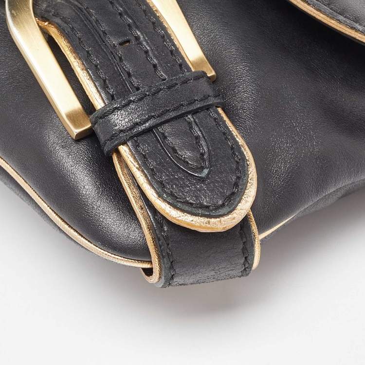Pre Owned Jimmy Choo Black Leather Troy Chain Shoulder Bag