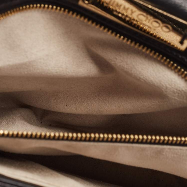 Pre Owned Jimmy Choo Black Leather and Snakeskin Trim Alba Shoulder Bag