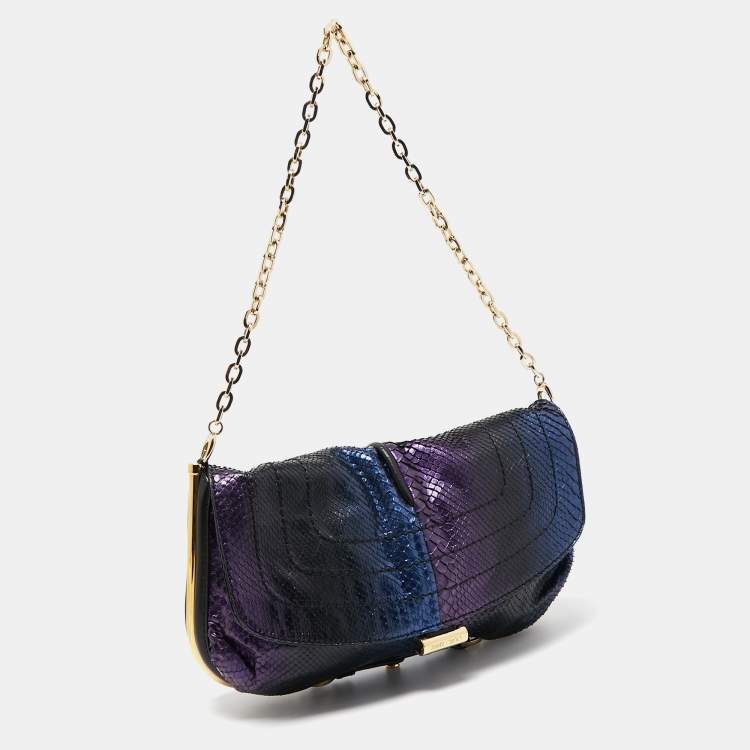 Pre Owned Jimmy Choo Multicolor Python Frame Chain Shoulder Bag