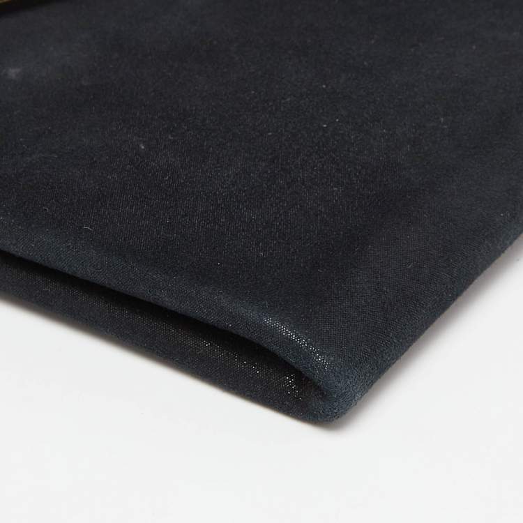 Pre Owned Jimmy Choo Black Shimmer Suede Charlize Metal Envelope Clutch