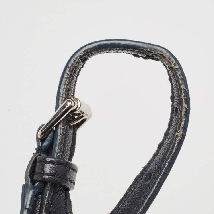 Pre Owned Jimmy Choo Metallic Blue Leather Rebel Crossbody Bag