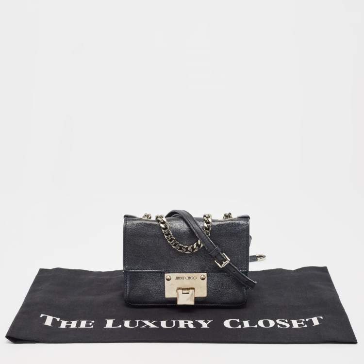 Pre Owned Jimmy Choo Metallic Blue Leather Rebel Crossbody Bag