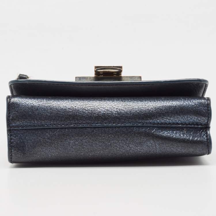 Pre Owned Jimmy Choo Metallic Blue Leather Rebel Crossbody Bag