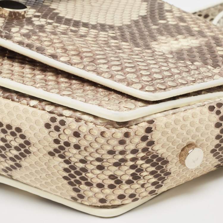 Pre Owned Jimmy Choo Beige/Brown Python Flap Crossbody Bag