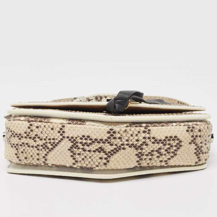 Pre Owned Jimmy Choo Beige/Brown Python Flap Crossbody Bag