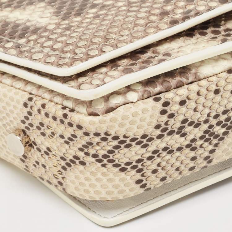 Pre Owned Jimmy Choo Beige/Brown Python Flap Crossbody Bag