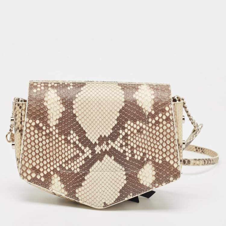 Pre Owned Jimmy Choo Beige/Brown Python Flap Crossbody Bag