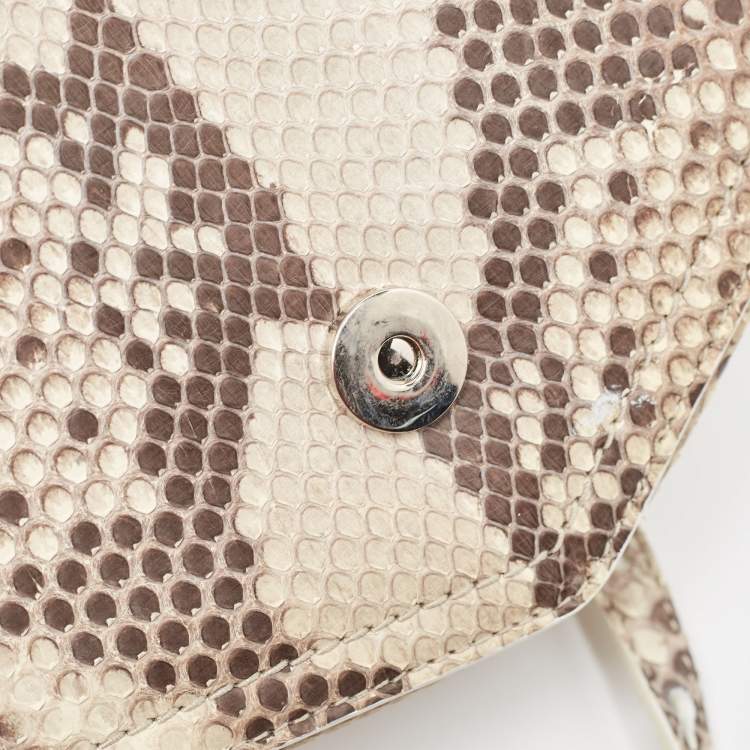 Pre Owned Jimmy Choo Beige/Brown Python Flap Crossbody Bag