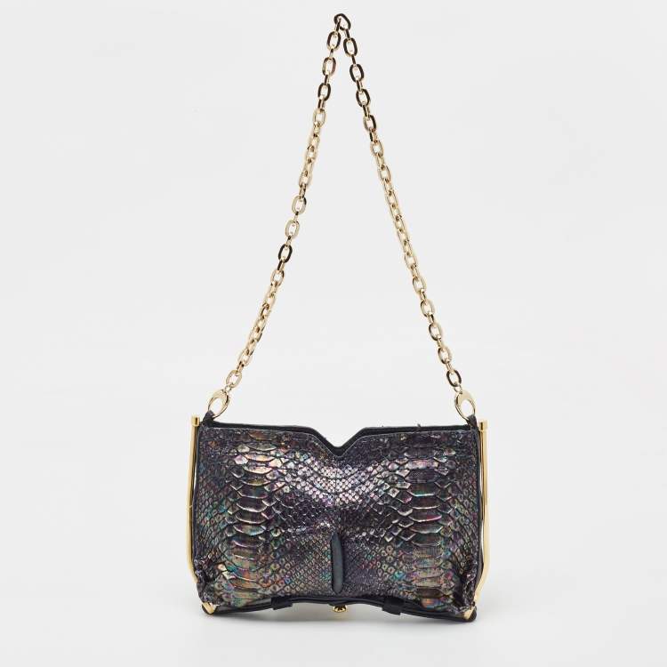 Pre Owned Jimmy Choo Multicolor Python Frame Chain Shoulder Bag