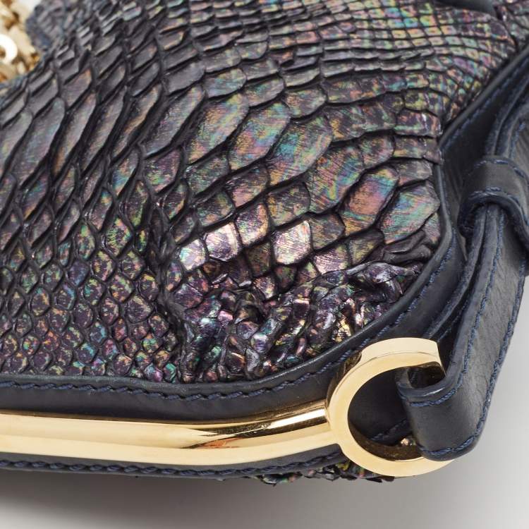 Pre Owned Jimmy Choo Multicolor Python Frame Chain Shoulder Bag