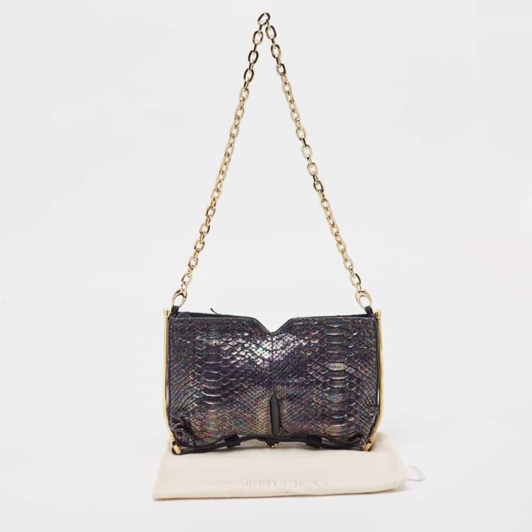 Pre Owned Jimmy Choo Multicolor Python Frame Chain Shoulder Bag