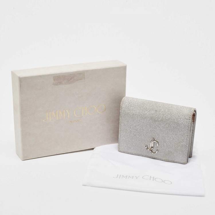Pre Owned Jimmy Choo Silver Glitter Hanne Wallet