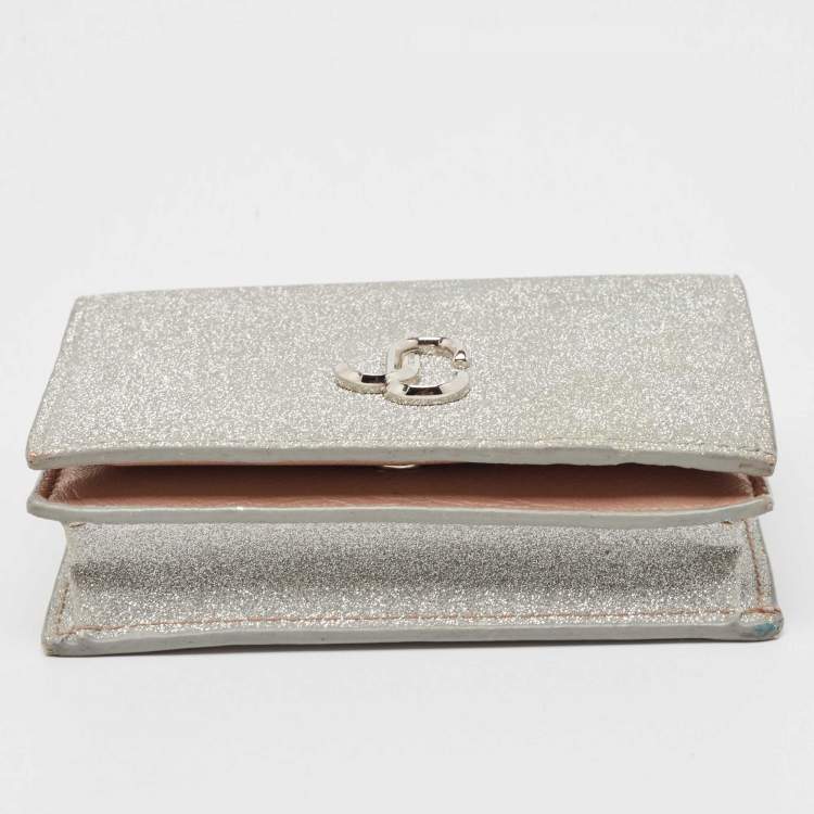 Pre Owned Jimmy Choo Silver Glitter Hanne Wallet