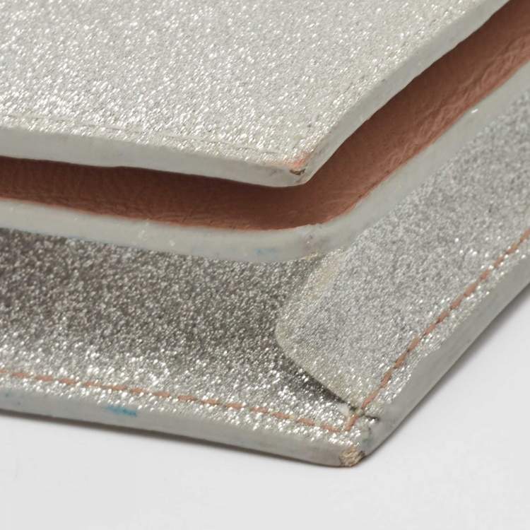 Pre Owned Jimmy Choo Silver Glitter Hanne Wallet