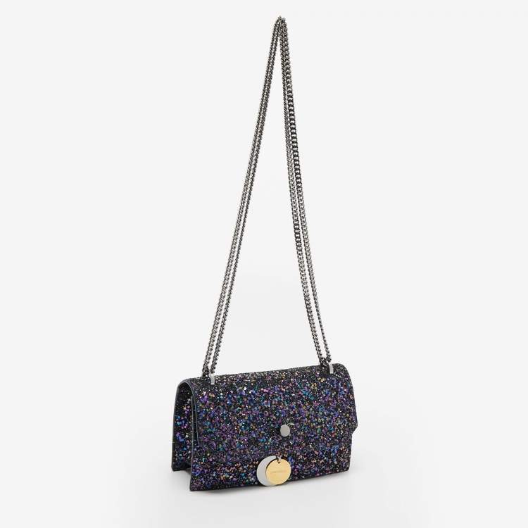 Pre Owned Jimmy Choo Blue/Multicolor Glitter Fabric Finley Shoulder Bag