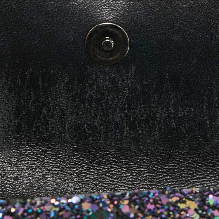 Pre Owned Jimmy Choo Blue/Multicolor Glitter Fabric Finley Shoulder Bag