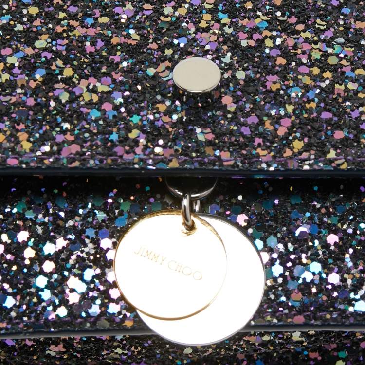 Pre Owned Jimmy Choo Blue/Multicolor Glitter Fabric Finley Shoulder Bag