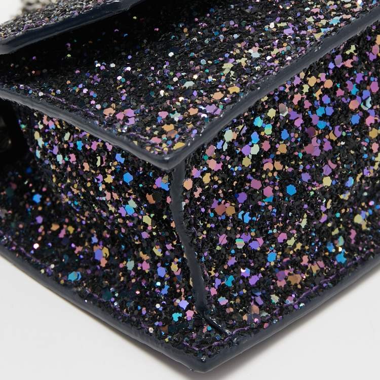 Pre Owned Jimmy Choo Blue/Multicolor Glitter Fabric Finley Shoulder Bag