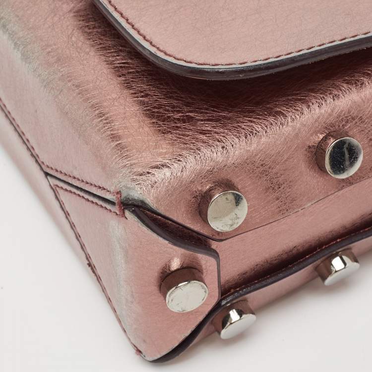 Pre Owned Jimmy Choo Metallic Rose Leather Lockett City Shoulder Bag