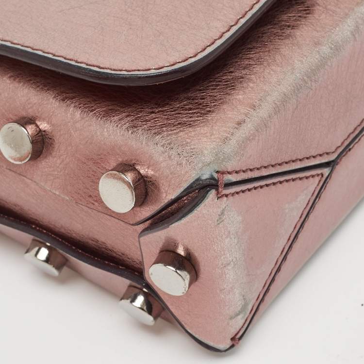 Pre Owned Jimmy Choo Metallic Rose Leather Lockett City Shoulder Bag
