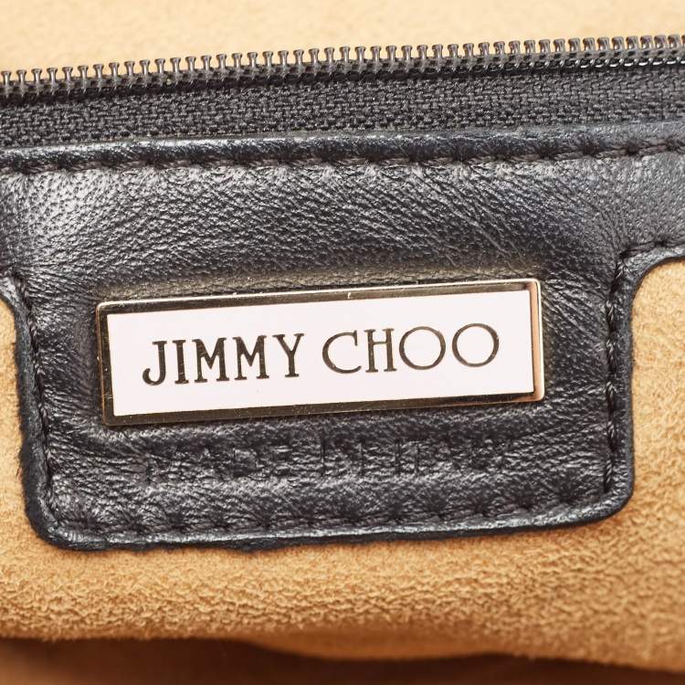 Pre Owned Jimmy Choo Black Python Leather and Suede Carolina Fringe Shoulder Bag