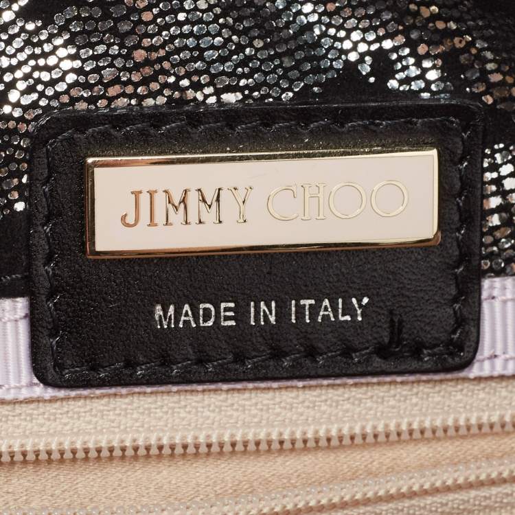 Pre Owned Jimmy Choo Black/Silver Suede and Foil Clutch