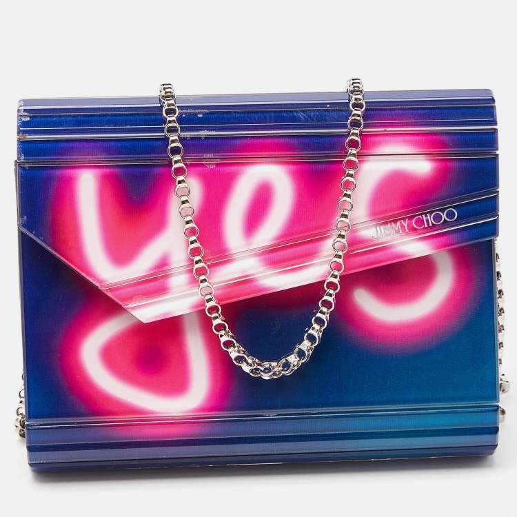 Pre Owned Jimmy Choo Tri Color Acrylic Yes Candy Wallet On Chain