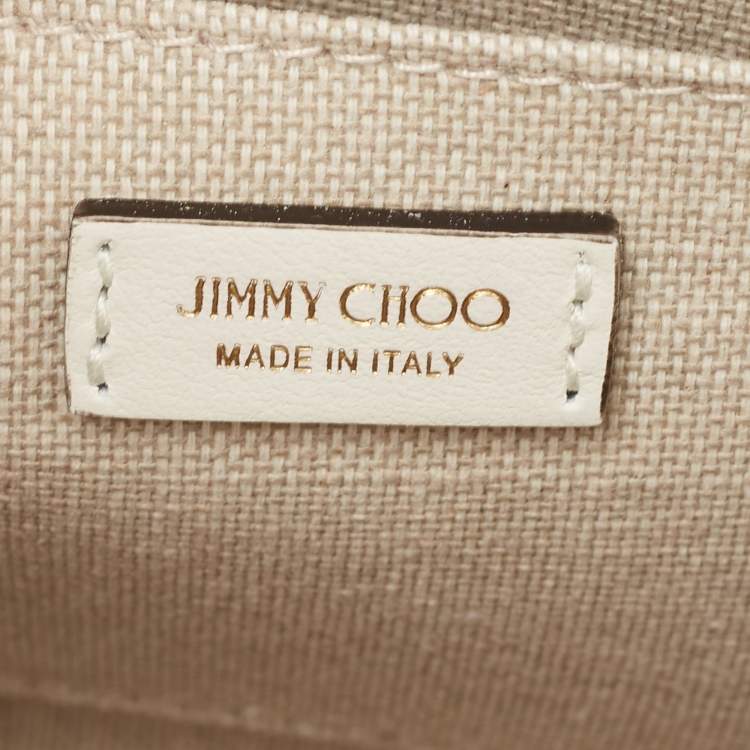 مملوكة مسبقًا Jimmy Choo Beige Jacquard Canvas and Leather Varenne Clutch
