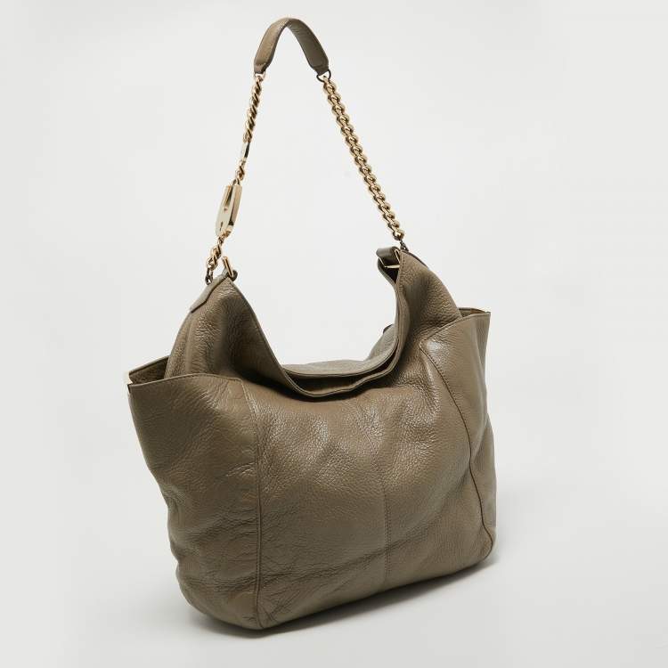 Pre Owned Jimmy Choo Grey Leather Anna Hobo 