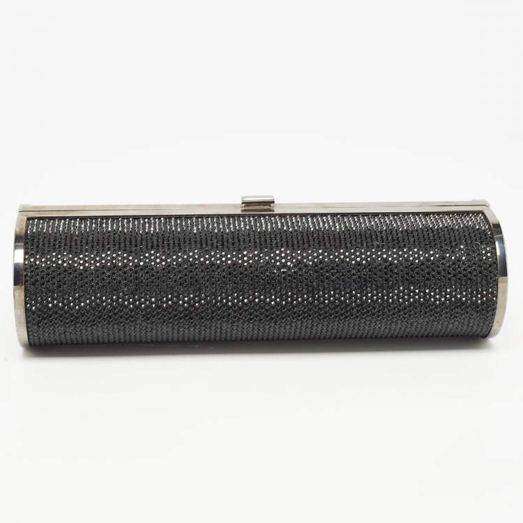 Pre Owned Jimmy Choo Black Crystal Metal Frame Clutch