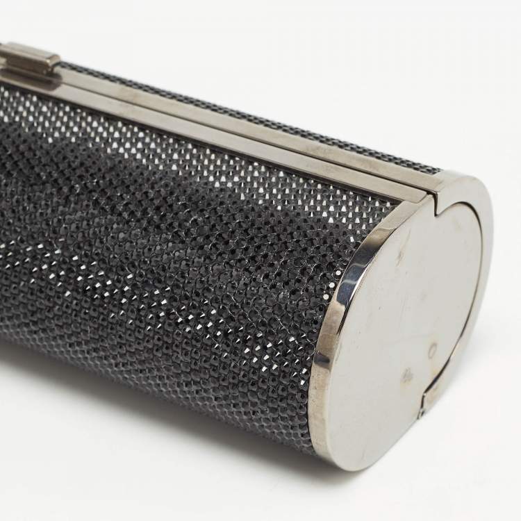 Pre Owned Jimmy Choo Black Crystal Metal Frame Clutch