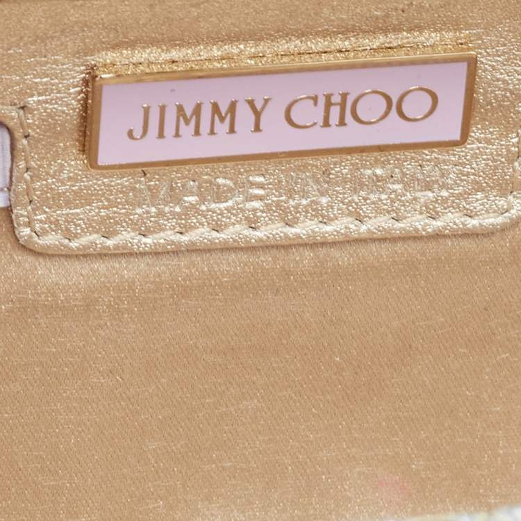 Pre Owned Jimmy Choo Gold Glitter Lurex Fabric Twill Tube Clutch