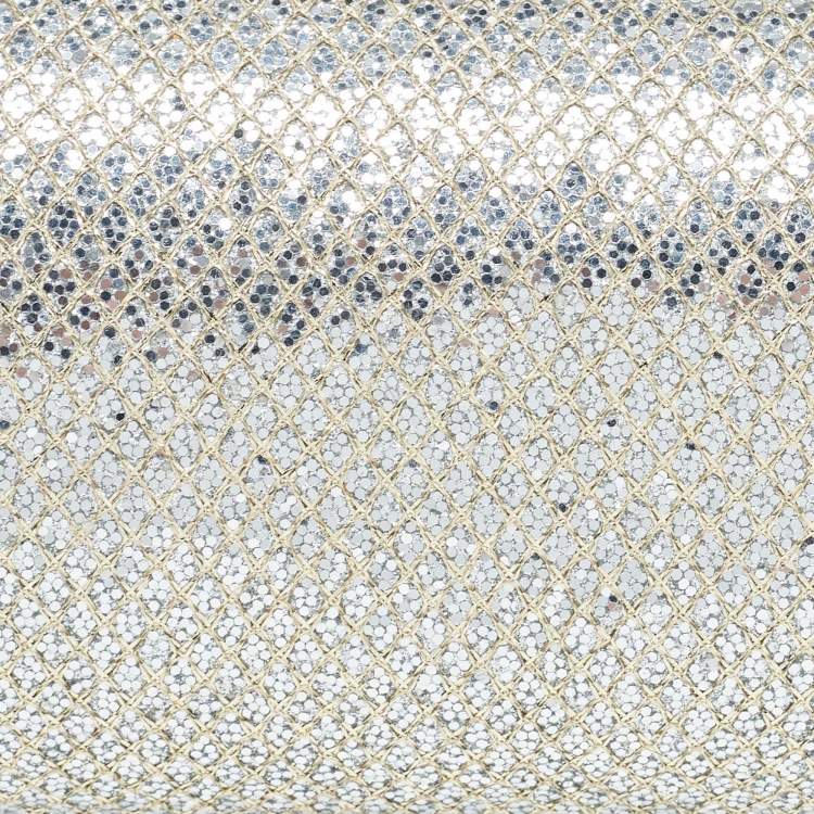 Pre Owned Jimmy Choo Gold Glitter Lurex Fabric Twill Tube Clutch