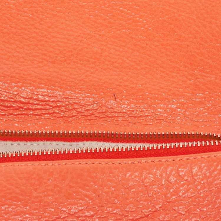 Pre Owned Jimmy Choo Neon Orange Leather Flap Shoulder Bag
