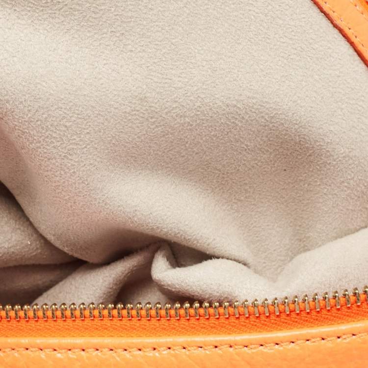 Pre Owned Jimmy Choo Neon Orange Leather Flap Shoulder Bag