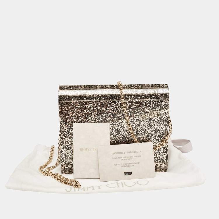 Pre Owned Jimmy Choo Gold Acrylic and Leather Candy Chain Clutch 