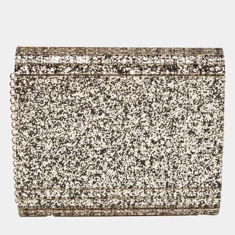 Pre Owned Jimmy Choo Gold Acrylic and Leather Candy Chain Clutch 