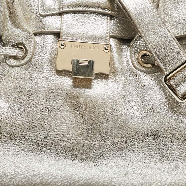 Pre Owned Jimmy Choo Gold Leather Rosalie Satchel