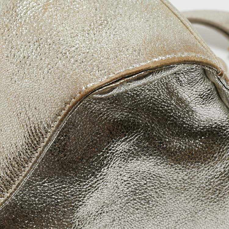 Pre Owned Jimmy Choo Gold Leather Rosalie Satchel