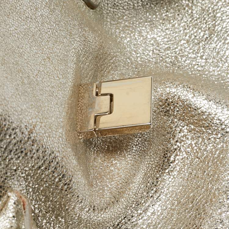 Pre Owned Jimmy Choo Gold Leather Rosalie Satchel