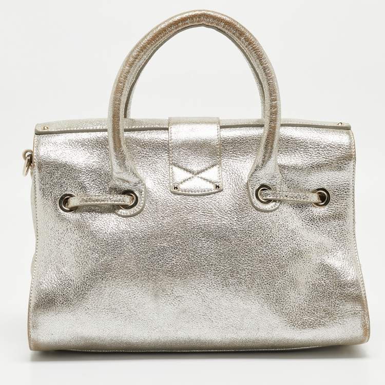 Pre Owned Jimmy Choo Gold Leather Rosalie Satchel