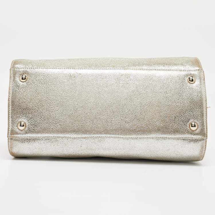 Pre Owned Jimmy Choo Gold Leather Rosalie Satchel