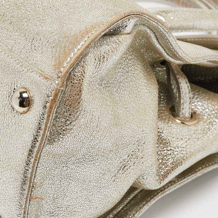 Pre Owned Jimmy Choo Gold Leather Rosalie Satchel