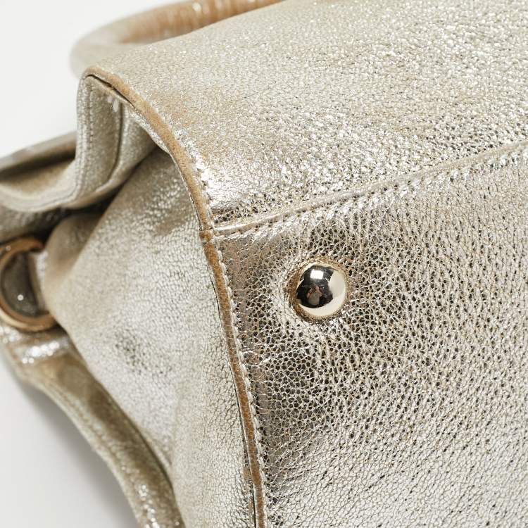 Pre Owned Jimmy Choo Gold Leather Rosalie Satchel