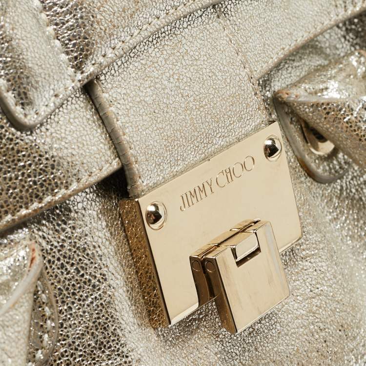 Pre Owned Jimmy Choo Gold Leather Rosalie Satchel