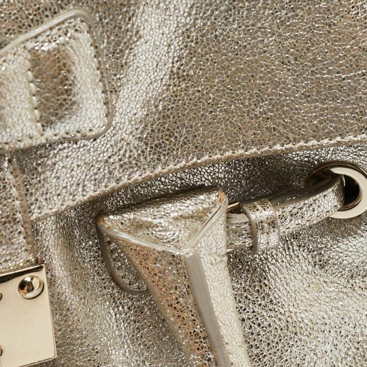 Pre Owned Jimmy Choo Gold Leather Rosalie Satchel
