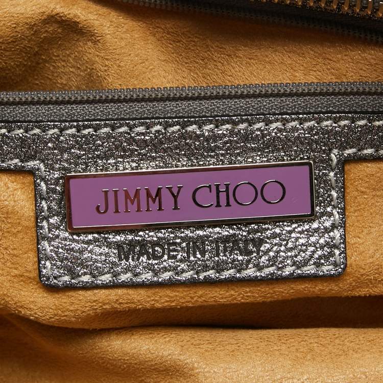 Pre Owned Jimmy Choo Silver Leather Riki Chain Shoulder Bag