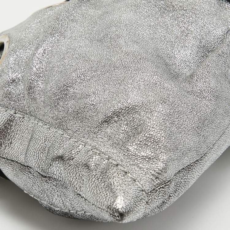 Pre Owned Jimmy Choo Silver Leather Riki Chain Shoulder Bag