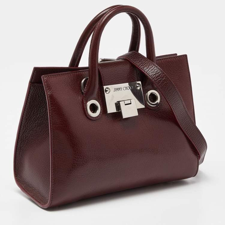 Pre Owned Jimmy Choo Red Leather Rosalie Tote