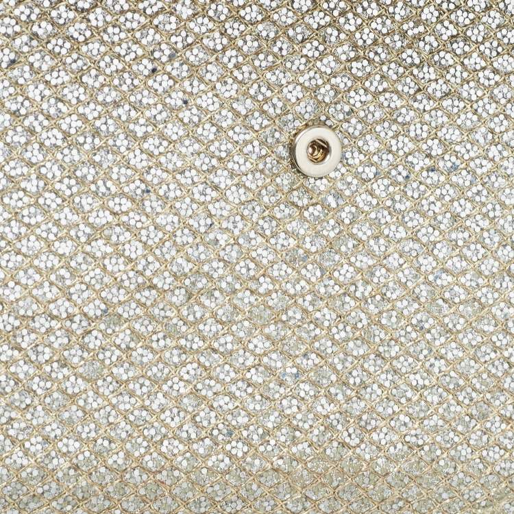 Pre Owned Jimmy Choo Gold Glitter and Leather Reese Continental Clutch